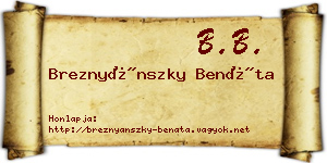 Breznyánszky Benáta névjegykártya